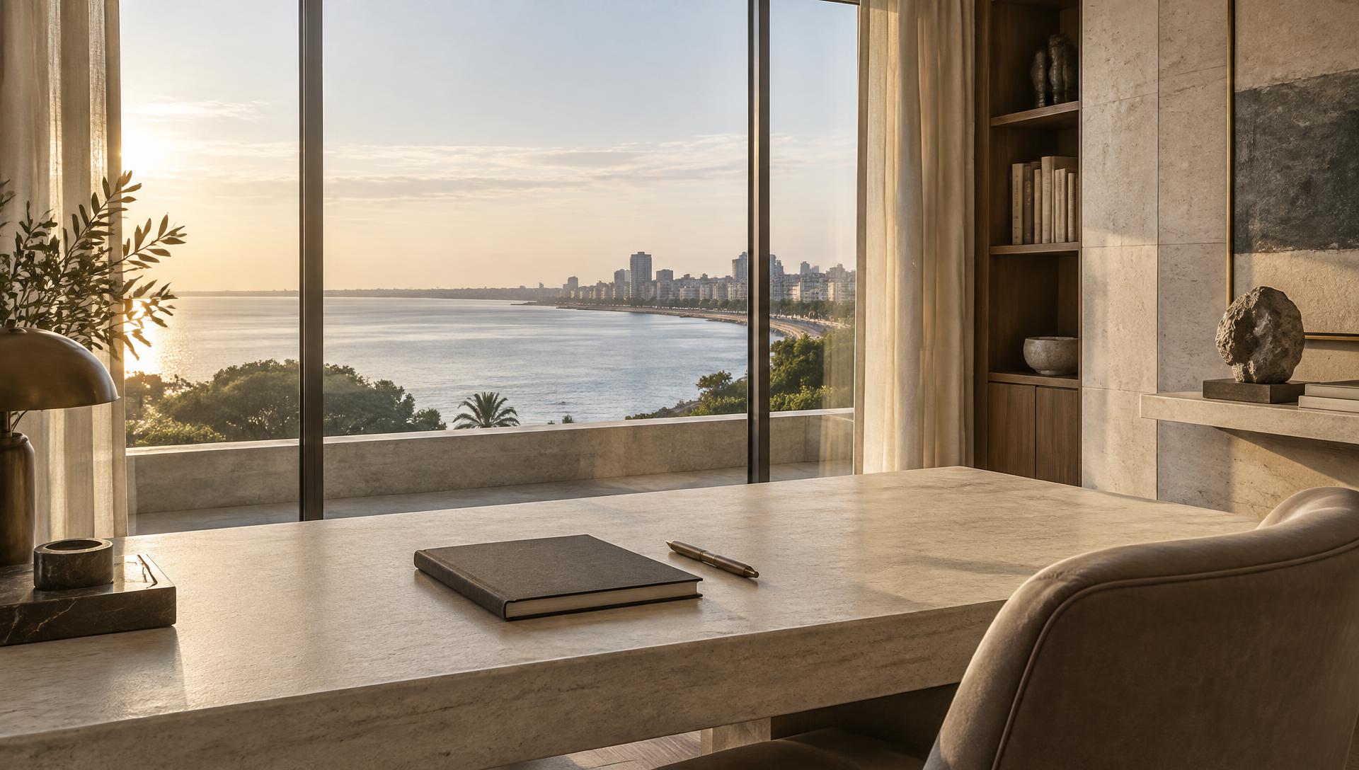 A quiet Montevideo morning overlooking the Río de la Plata